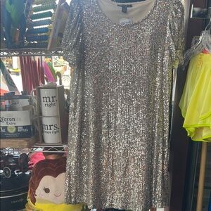 Cable & Gauge Silver Sequin Midi Dress